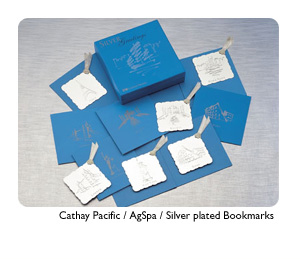 Cathay Pacific silver plate book mark