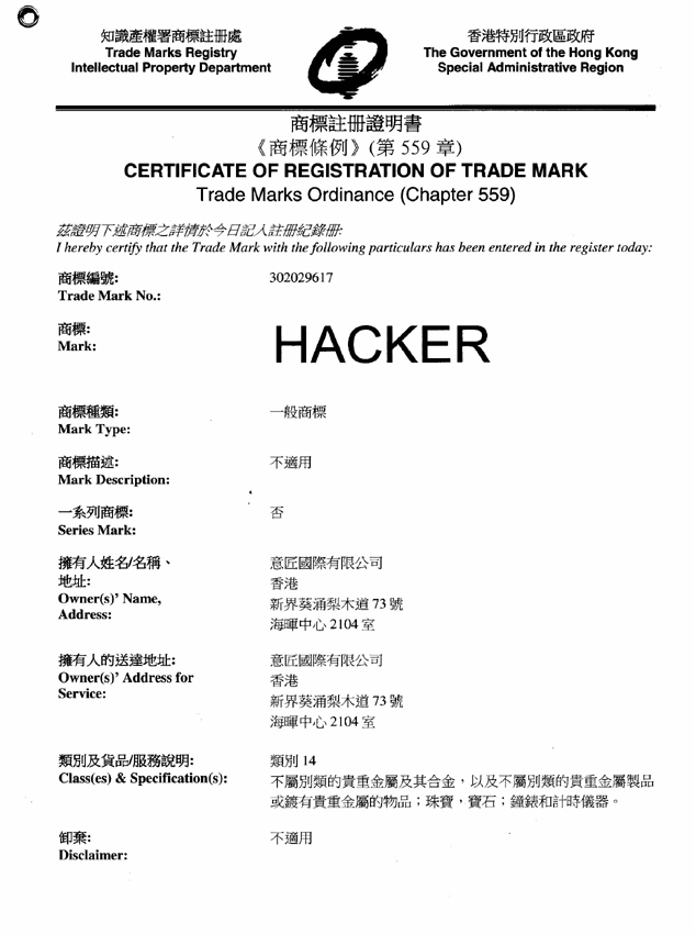 trademark-hacker-hong-kong-302029617-class-14